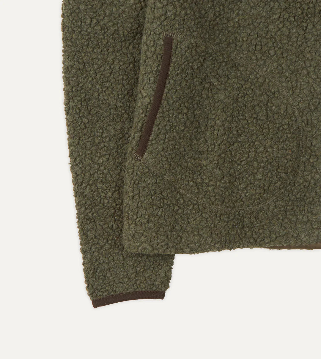 Boucle Wool Zip Fleece Jacket - Olive