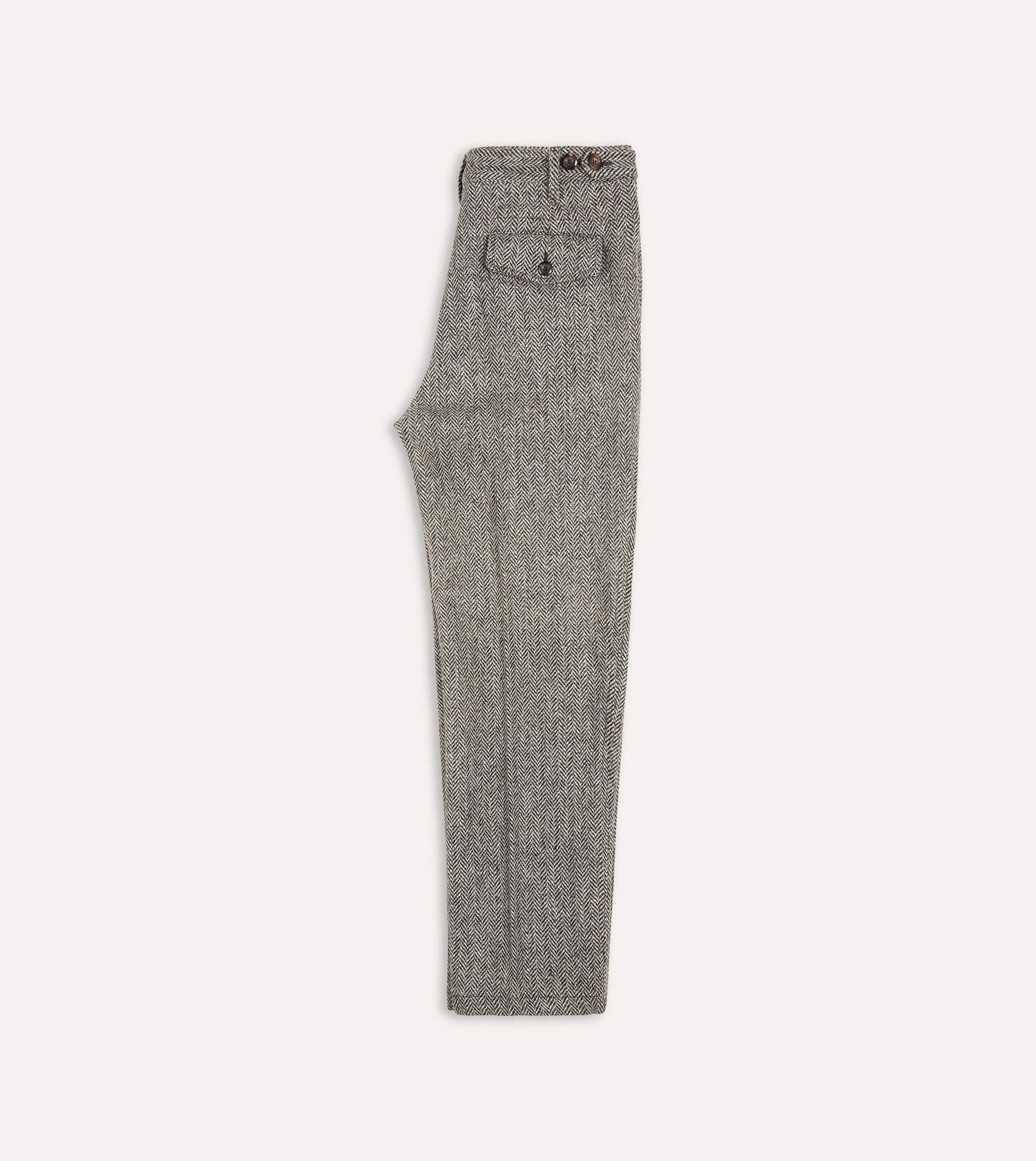Harris Tweed One Pleat Games Trousers - Grey
