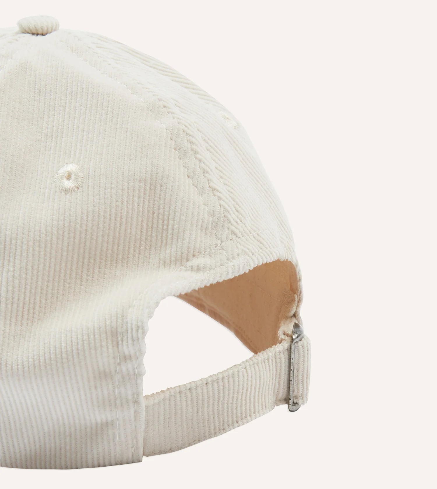 D applique Cord Baseball Cap - Ecru