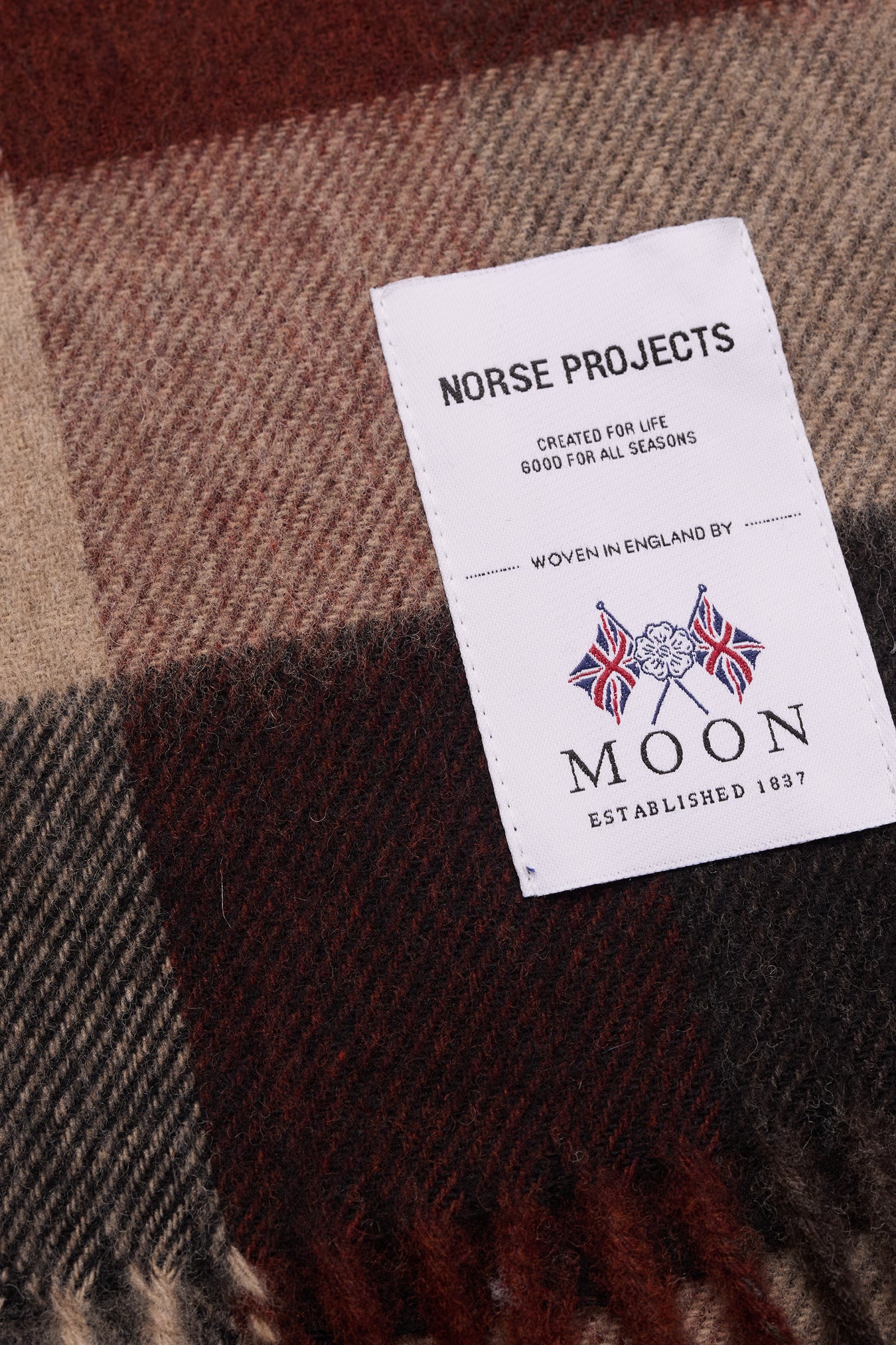 Moon Merino Lambswool Checked Scarf - Espresso