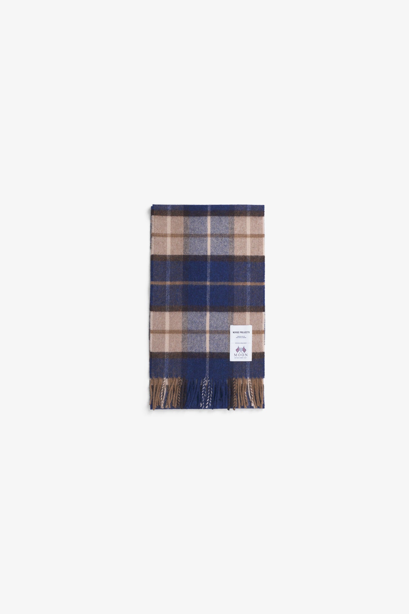 Moon Merino Lambswool Checked Scarf - Estate Blue