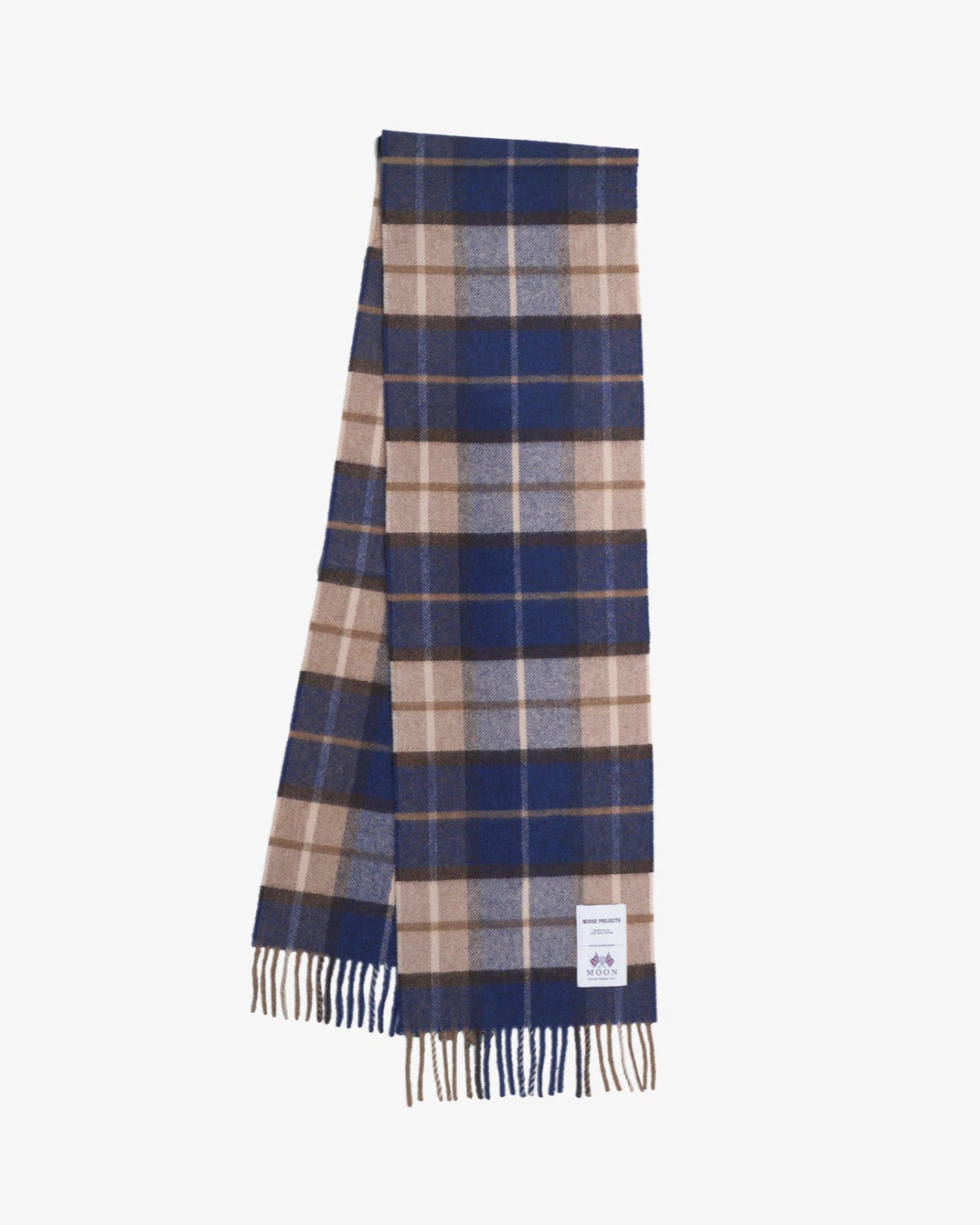 Moon Merino Lambswool Checked Scarf - Estate Blue