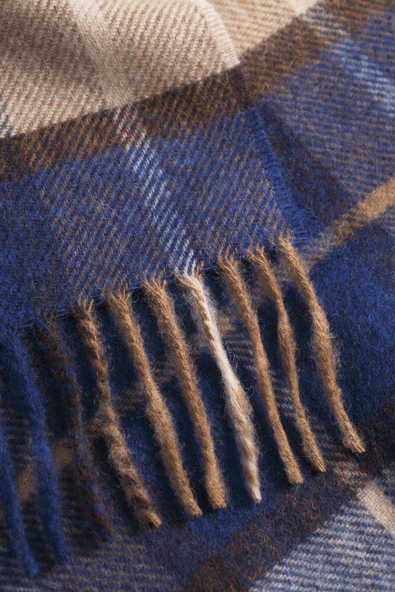 Moon Merino Lambswool Checked Scarf - Estate Blue