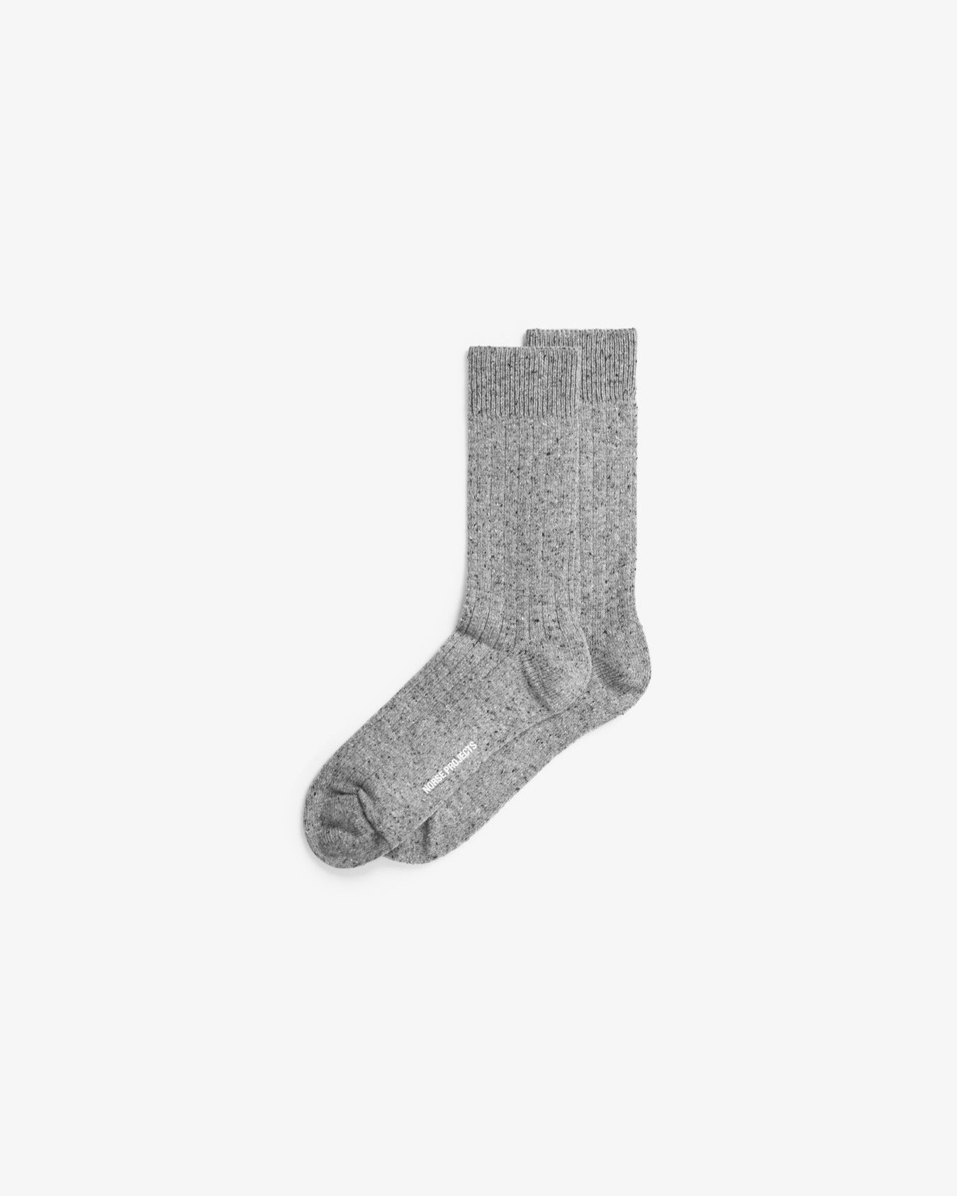 Bjarki Neps Wool Ribs Socks - Grey Melange