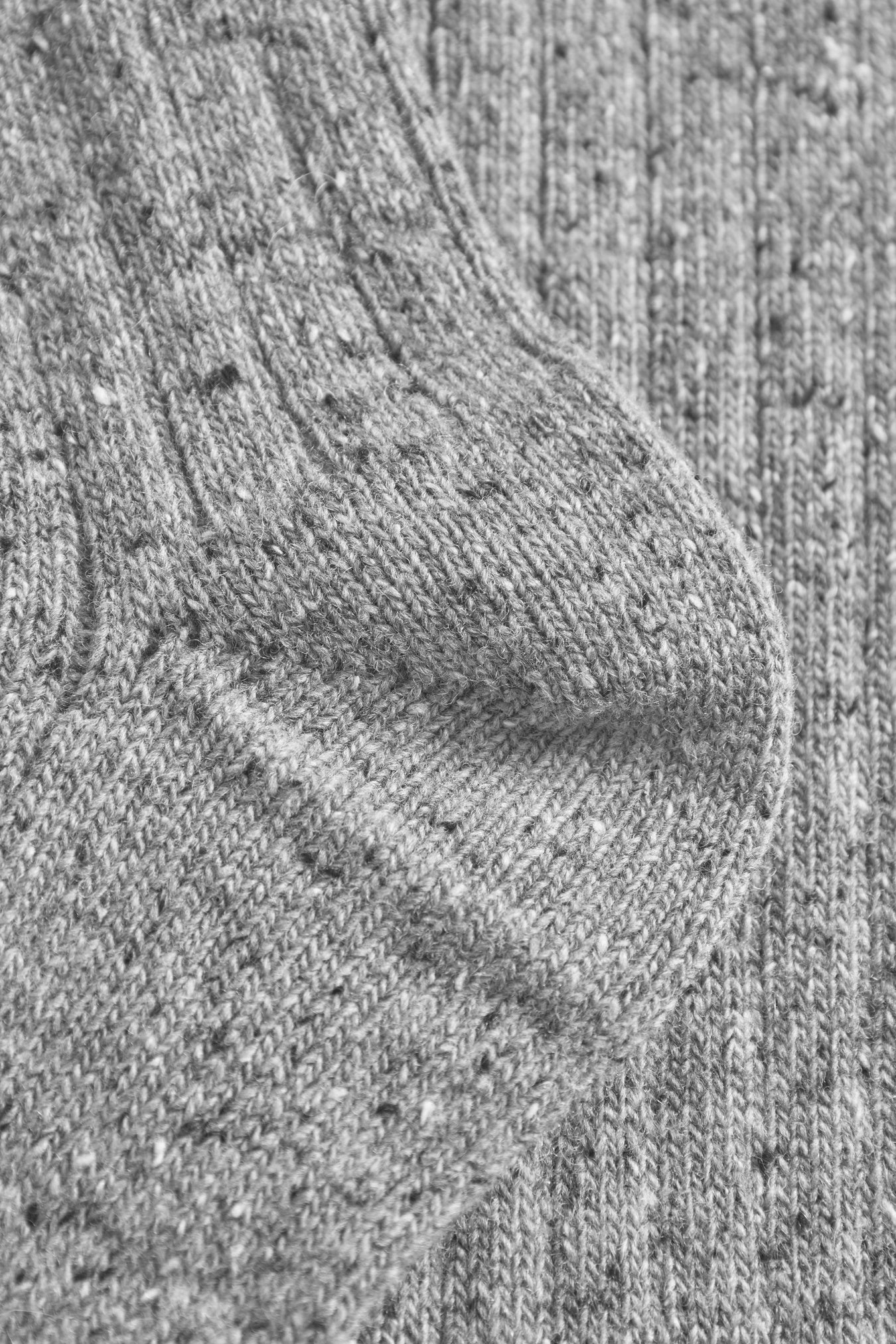 Bjarki Neps Wool Ribs Socks - Grey Melange