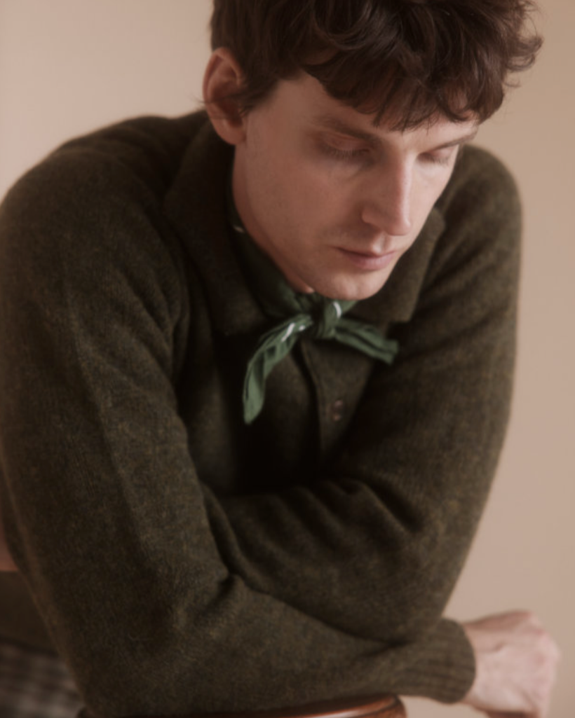 Henley Neck Sweater - Scots Pine