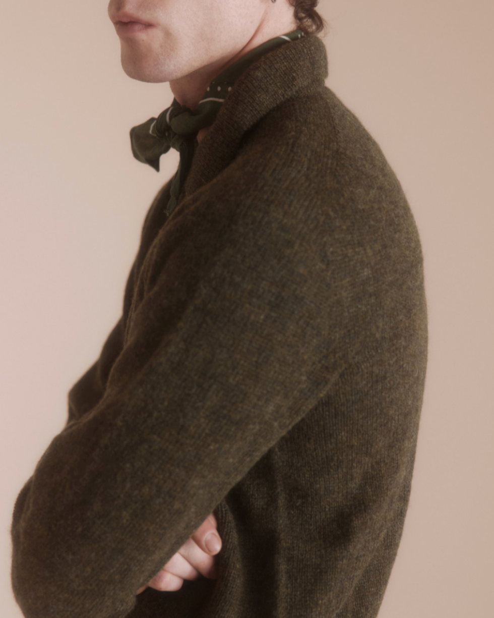 Henley Neck Sweater - Scots Pine