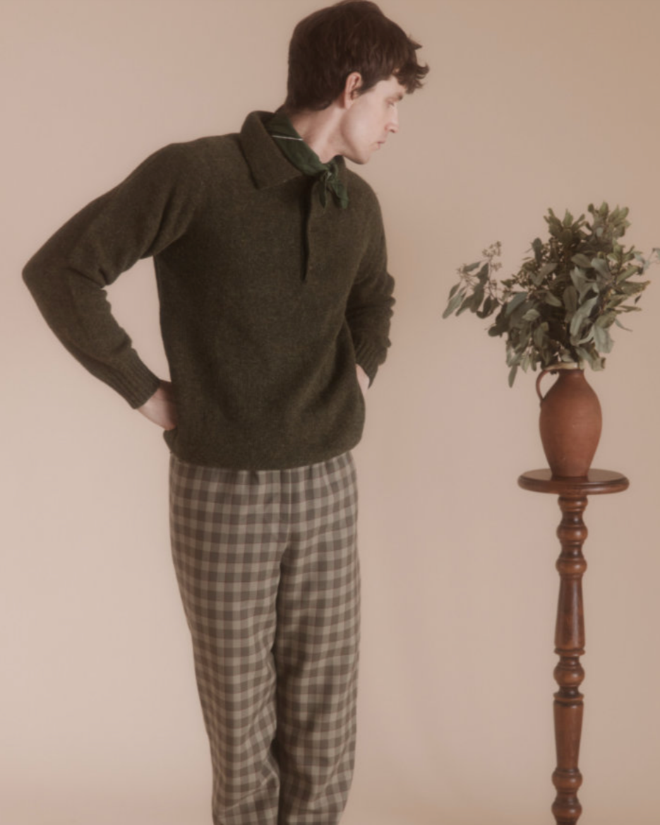 Henley Neck Sweater - Scots Pine