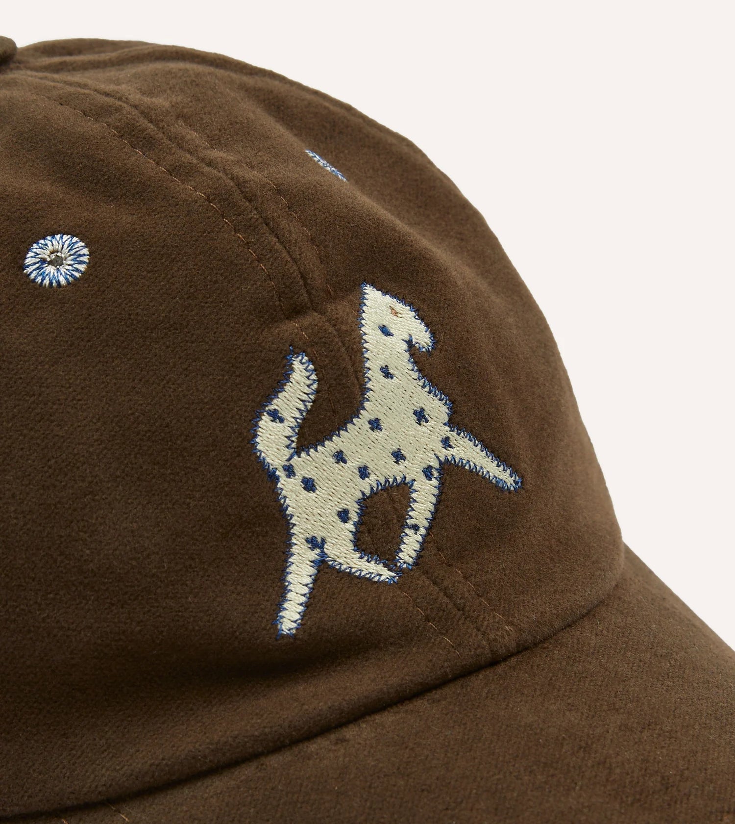 Horse Applique Moleskin Baseball Cap - Brown