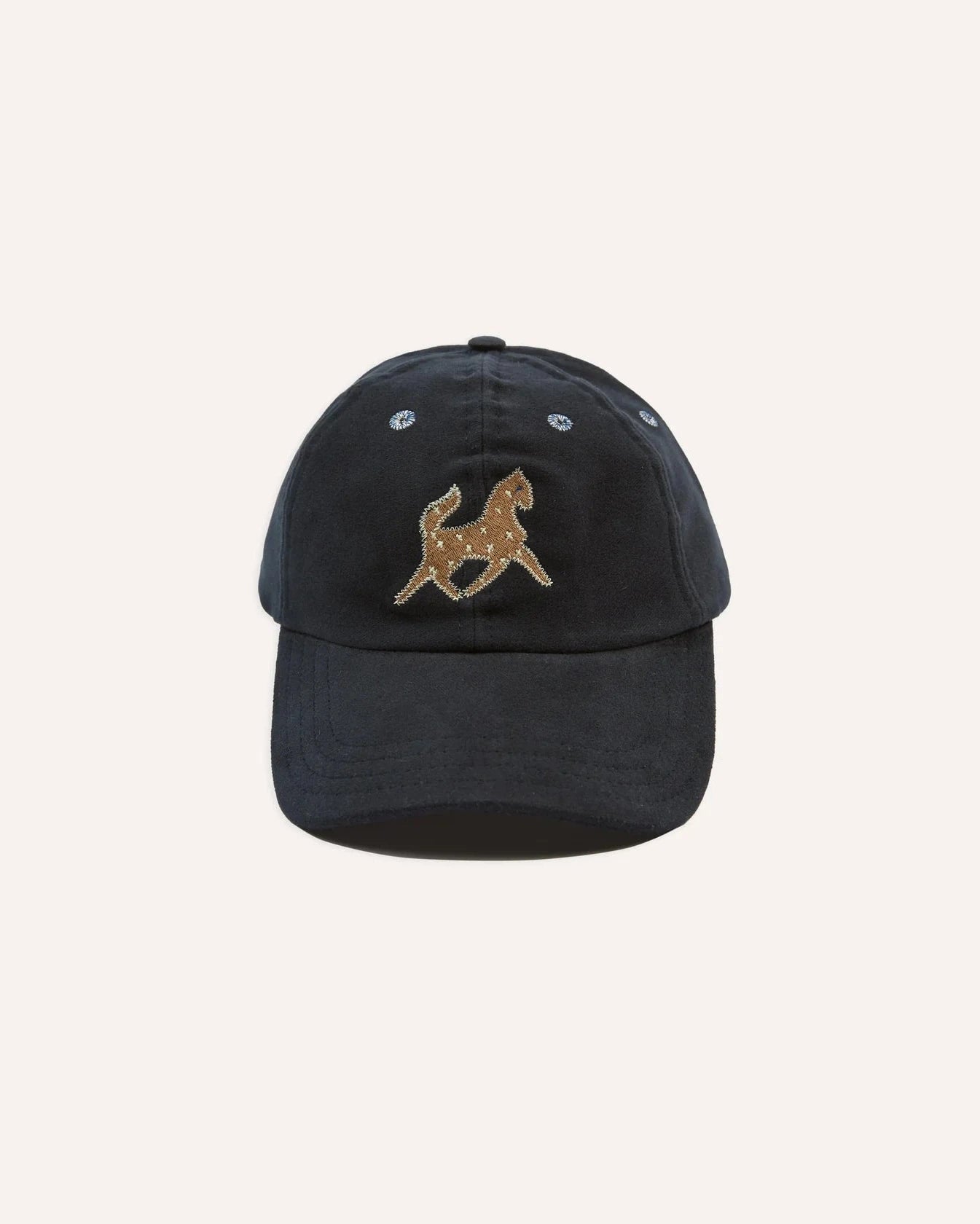 Horse Applique Moleskin Baseball Cap - Dark Navy