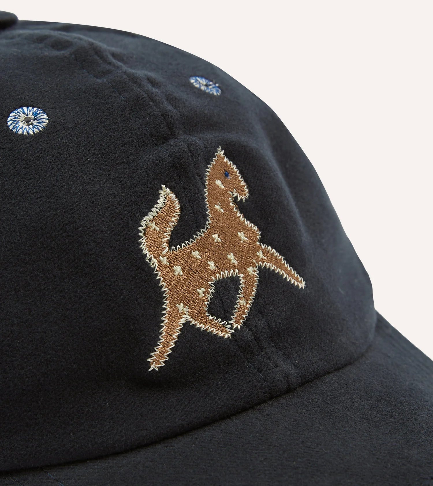 Horse Applique Moleskin Baseball Cap - Dark Navy