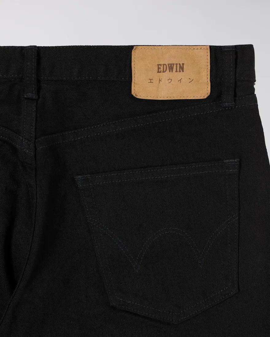 Regular Tapered Kaihara - Black x Black Stretch Denim Green and White Selvage