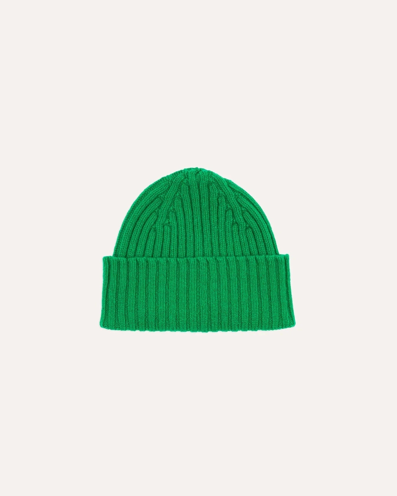 Lambswool Ribbed Knit Beanie - Billiard Green