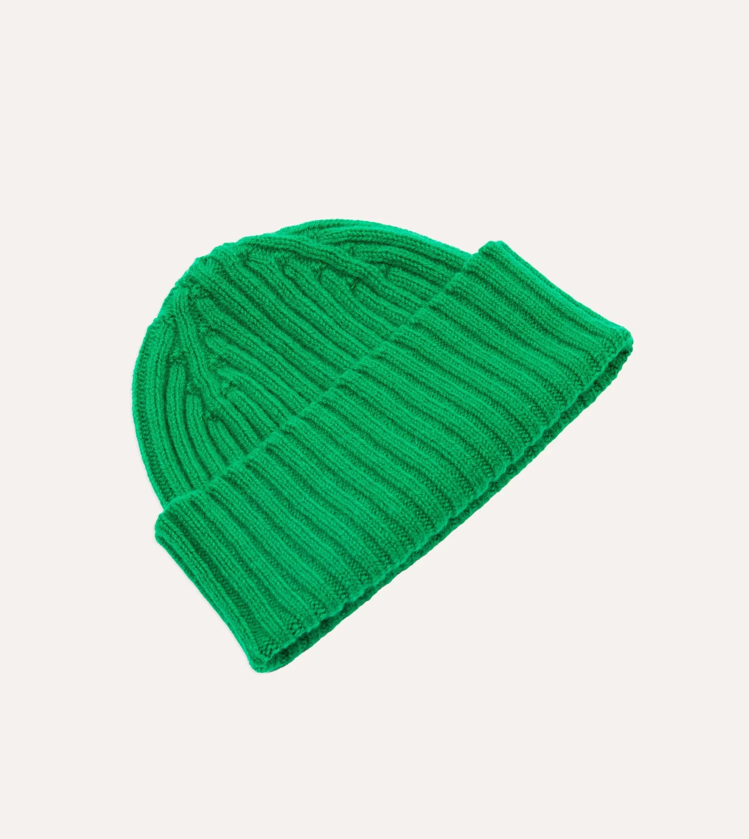 Lambswool Ribbed Knit Beanie - Billiard Green