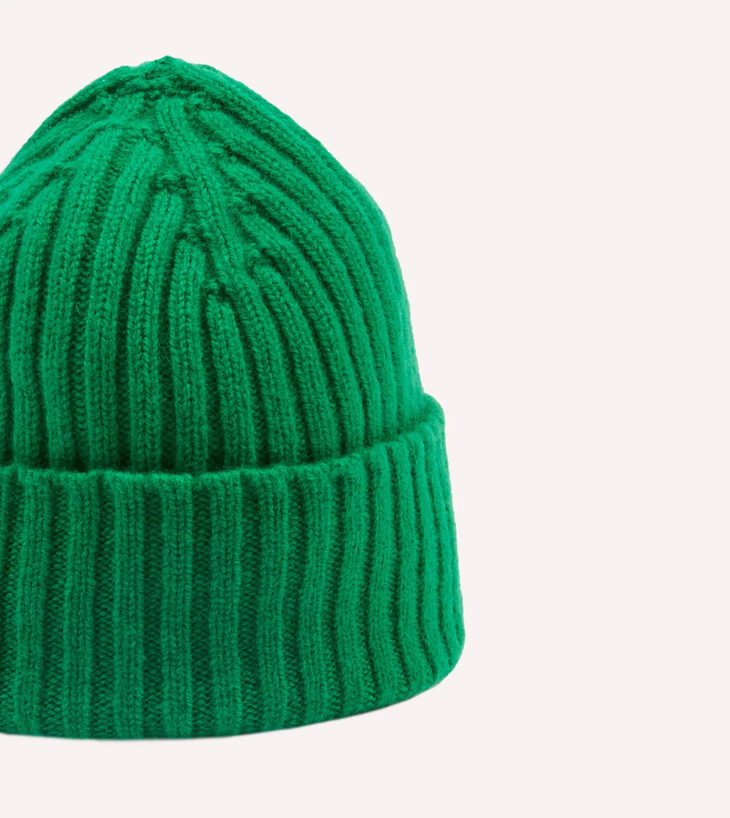 Lambswool Ribbed Knit Beanie - Billiard Green
