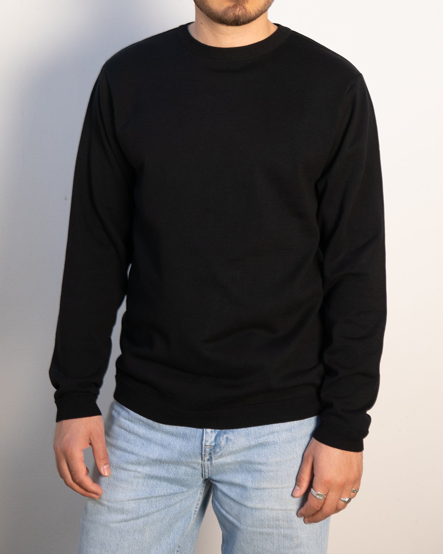 Long Sleeve Knit T-Shirt - Black