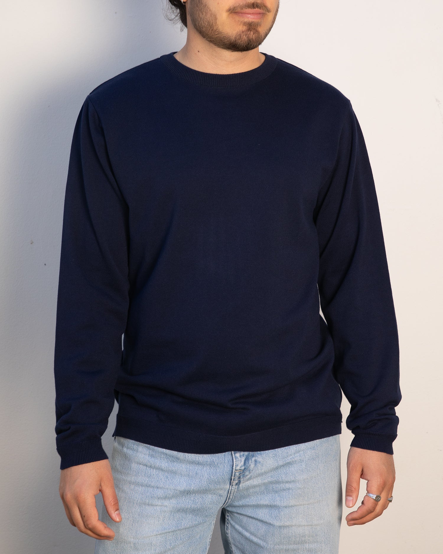 Long Sleeve Knit T-Shirt - Navy