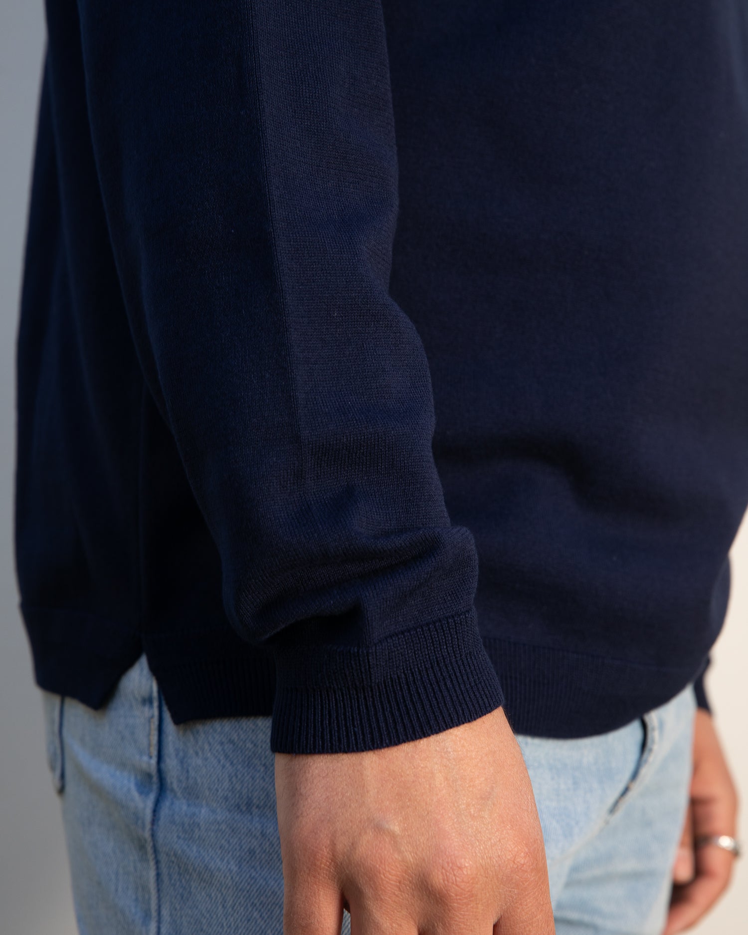 Long Sleeve Knit T-Shirt - Navy