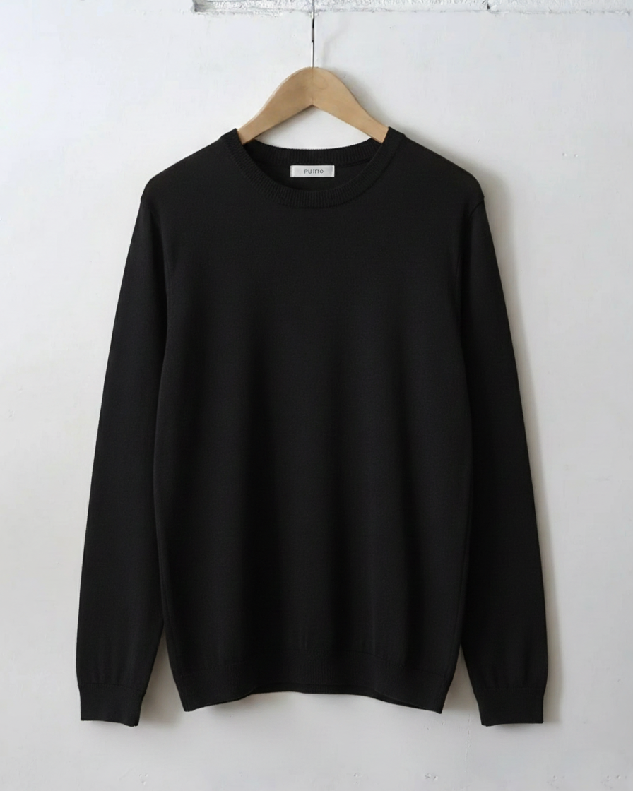 Long Sleeve Knit T-Shirt - Black