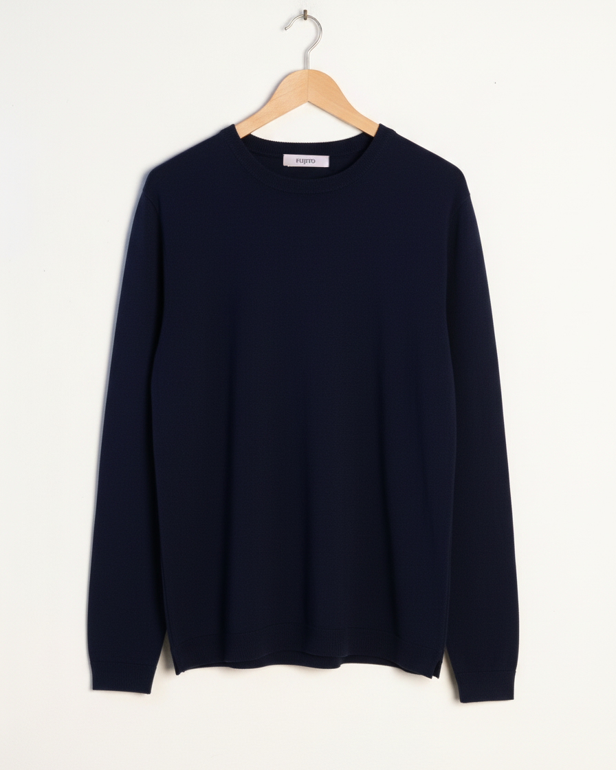Long Sleeve Knit T-Shirt - Navy