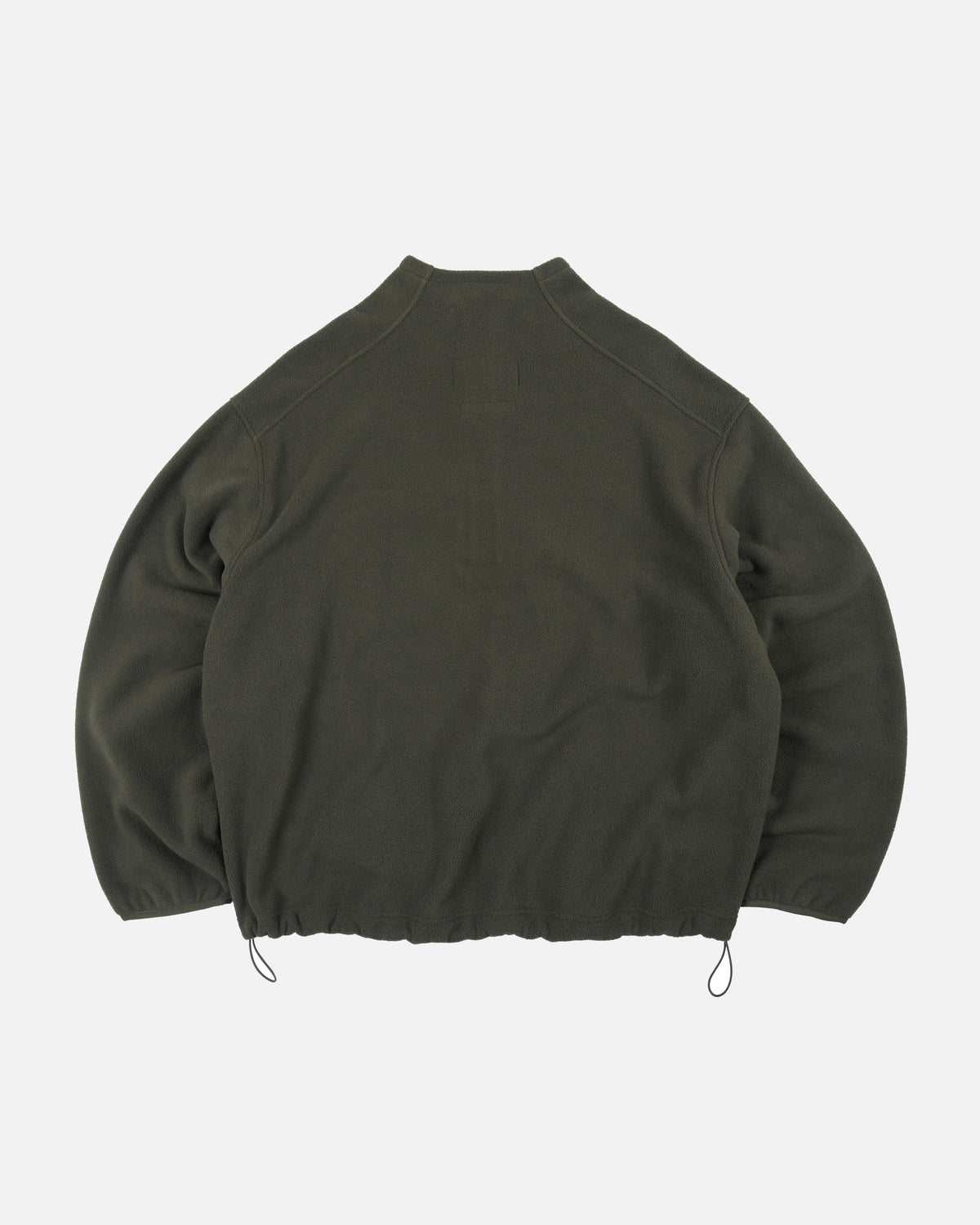 Mock Neck Fleece Anorak Parka - Dark Green