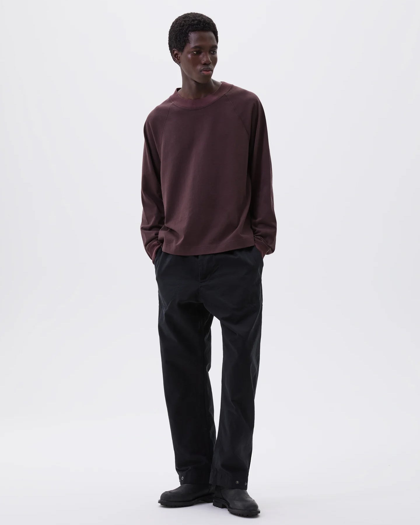 Press Stud Trousers Double Twisted Cotton Canvas - Black
