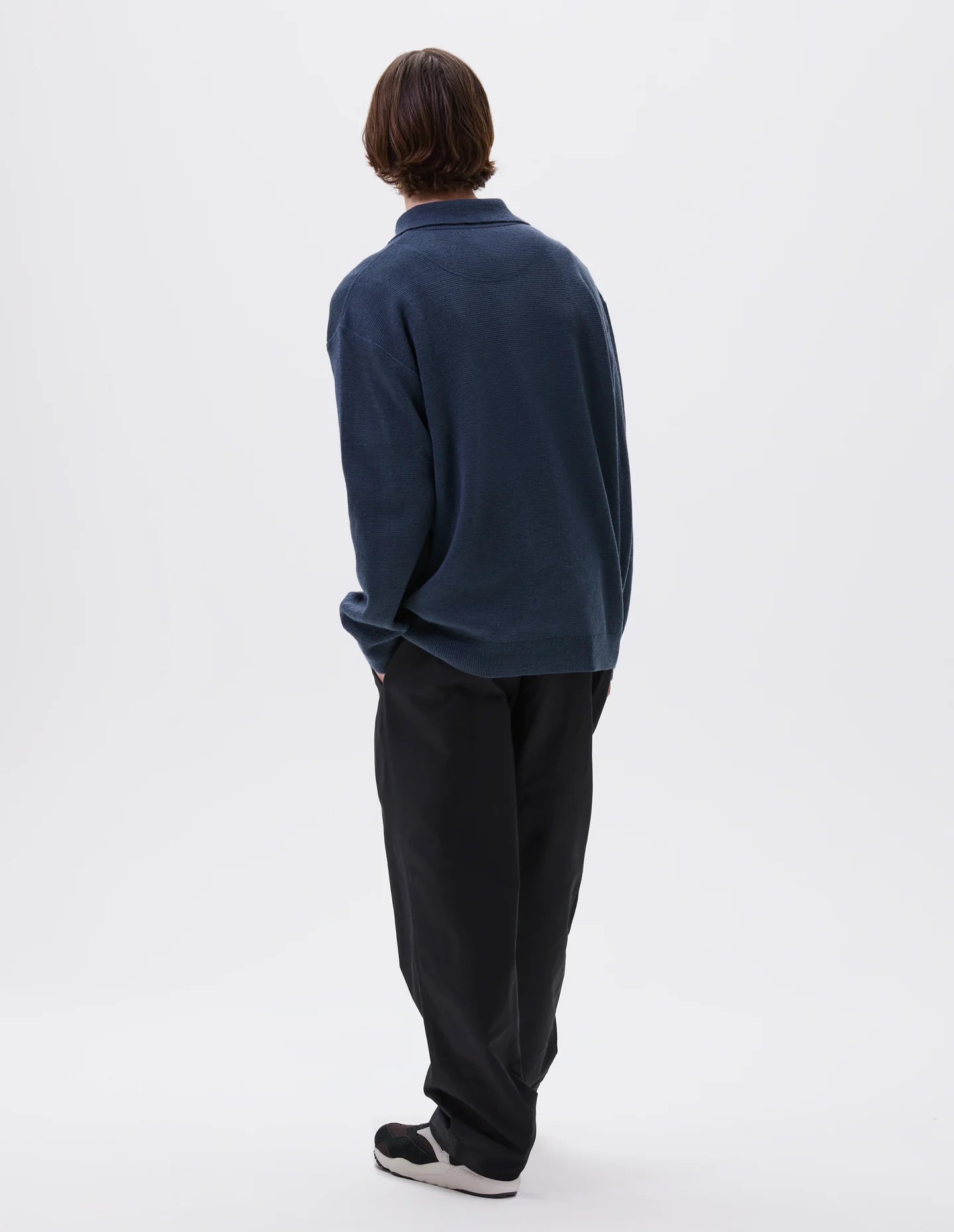Oversized Knitted Polo Dry Wool - Uniform Blue