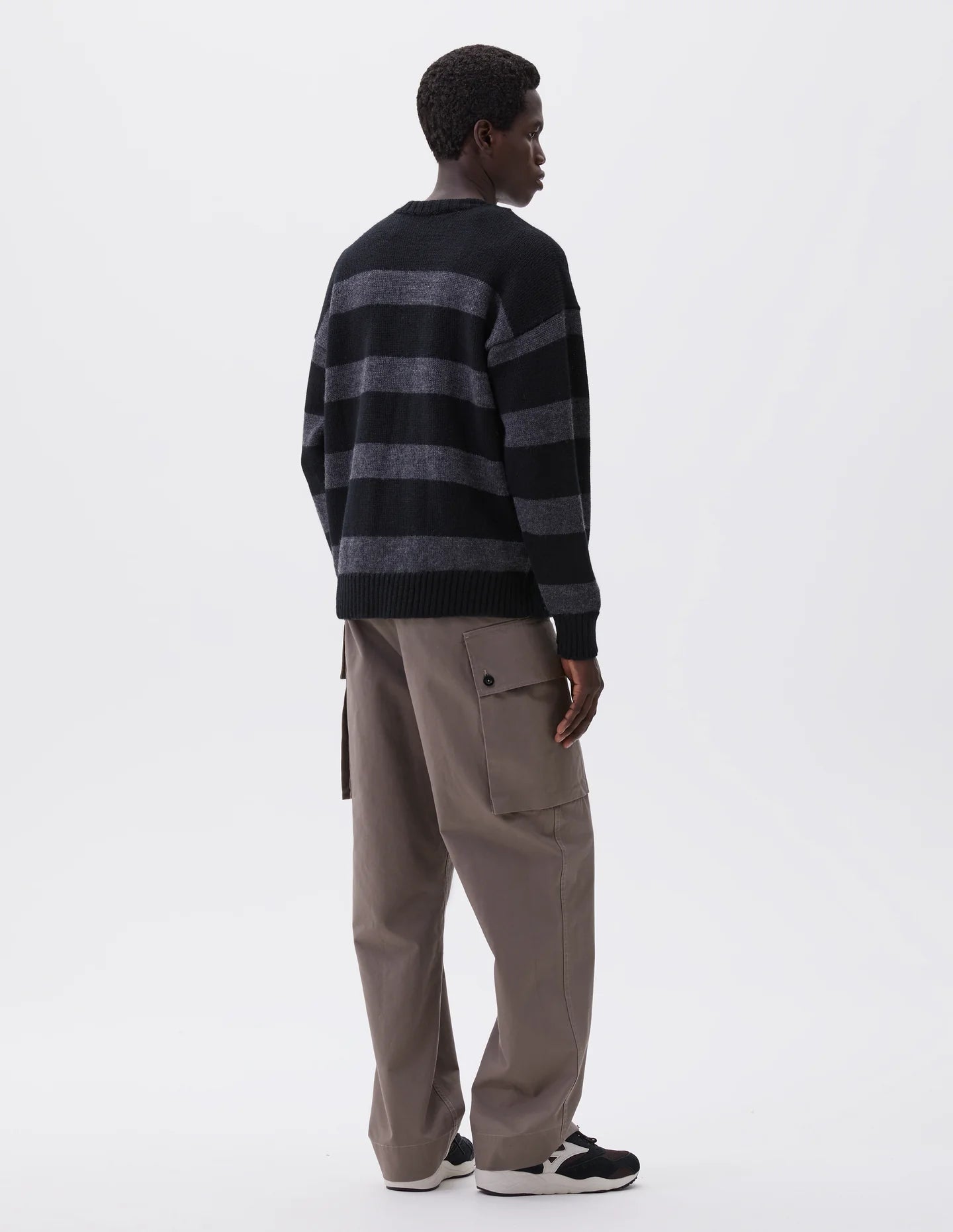 Graphic Striped Crew Virgin Wool - Black / Charcoal