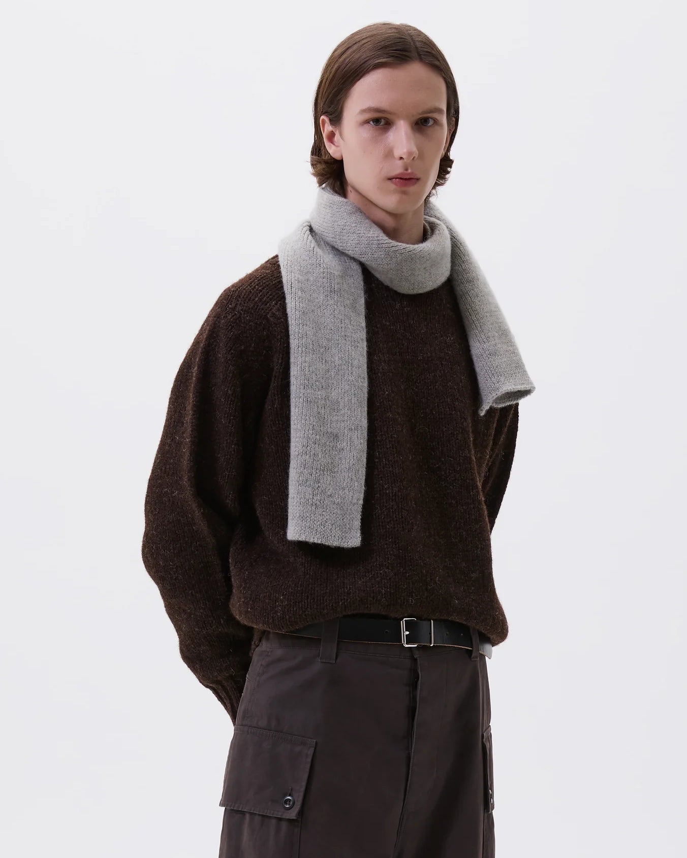 Brushed Scarf Soft Shetland Wool - Light Grey