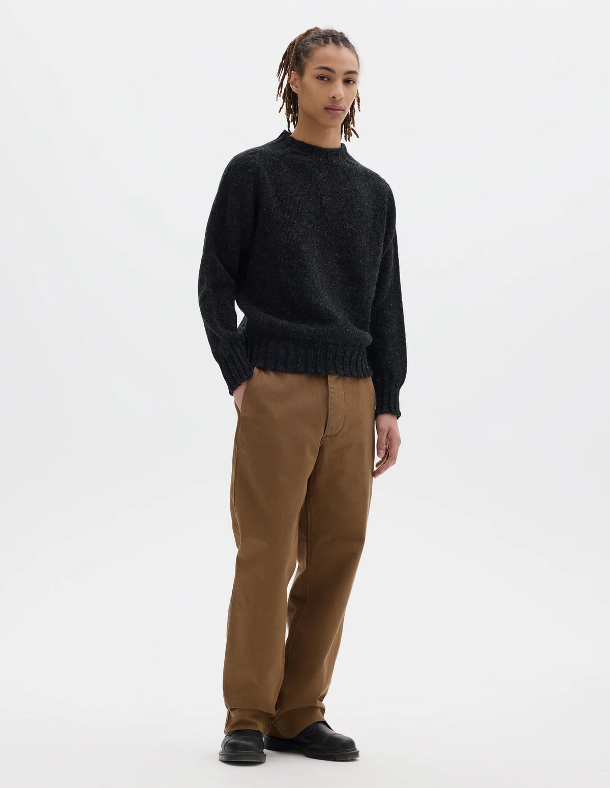 Chunky Seamless Crew Neck Jumper Rustic Wool - Pewter
