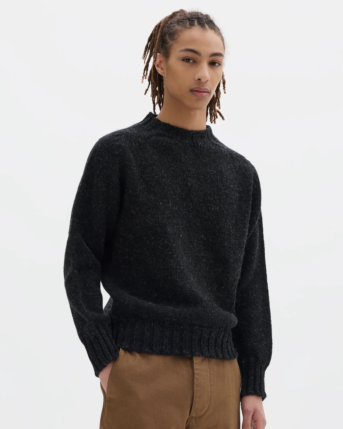 Chunky Seamless Crew Neck Jumper Rustic Wool - Pewter