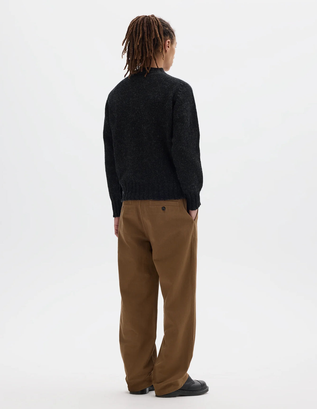 Chunky Seamless Crew Neck Jumper Rustic Wool - Pewter