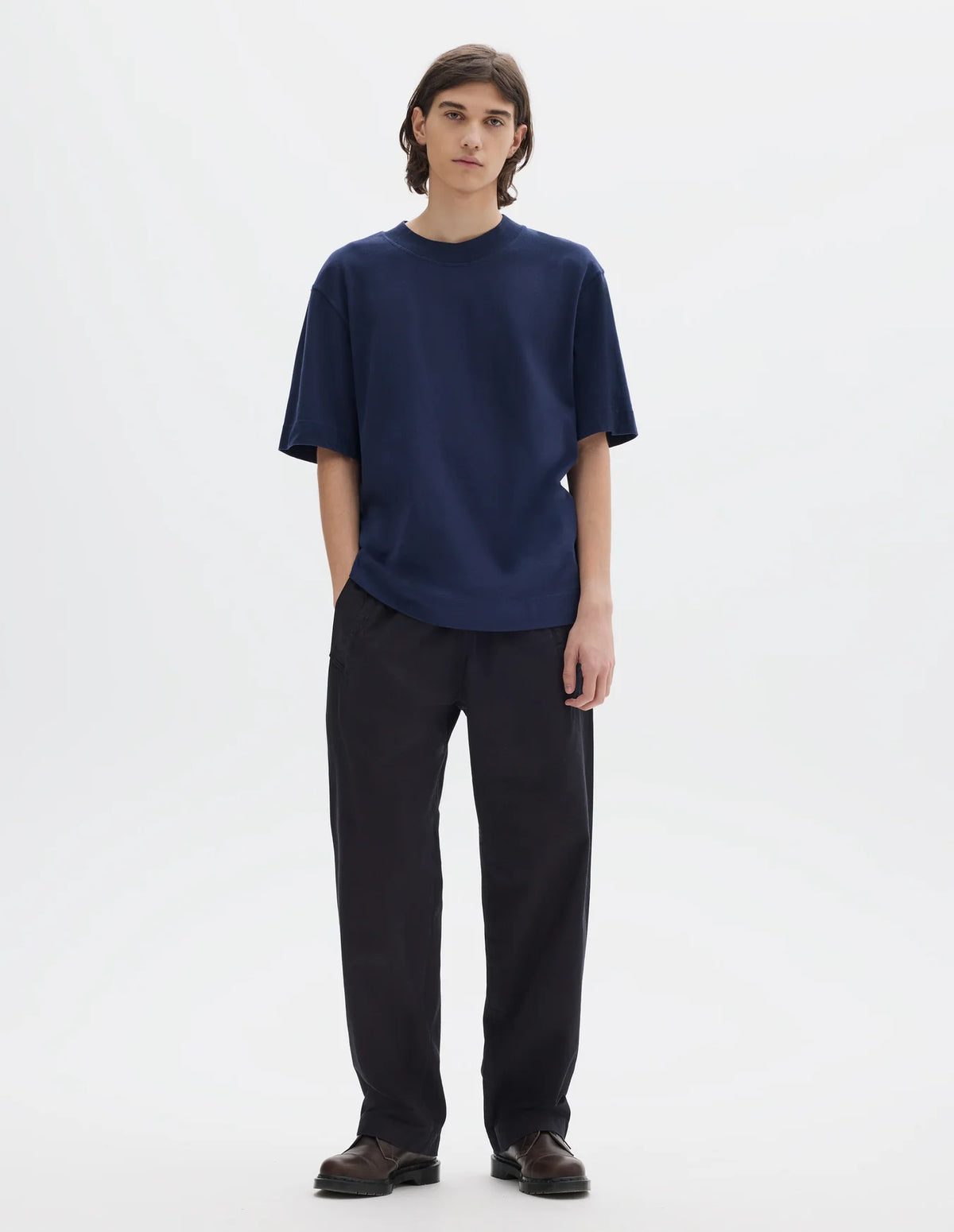 Flatlock Crew Neck Top Matte Jersey - Indigo