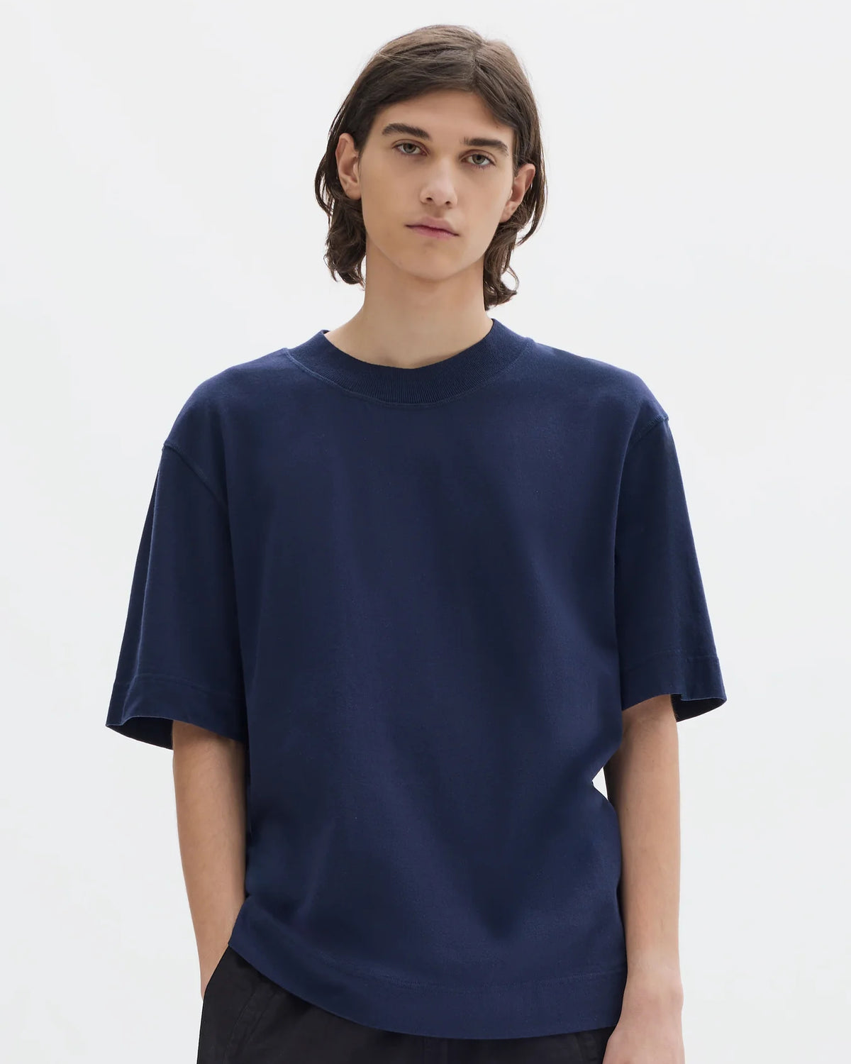 Flatlock Crew Neck Top Matte Jersey - Indigo