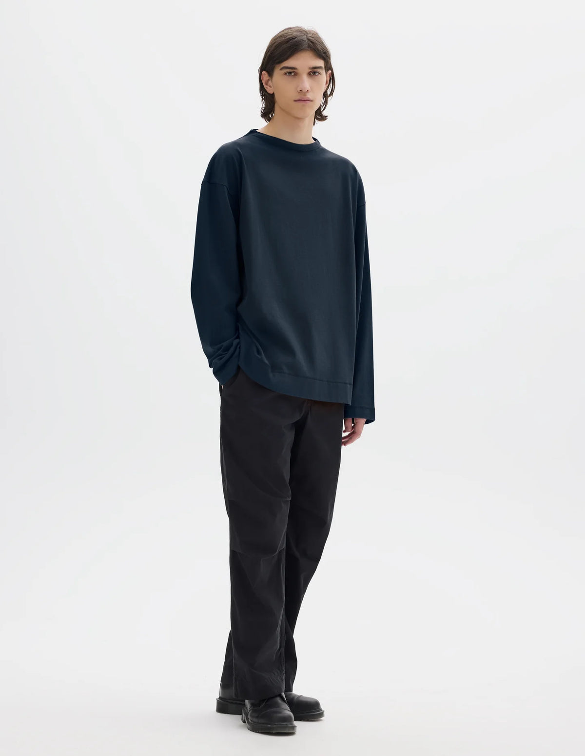 Smock Neck T Shirt Light Cotton Jersey - Ink
