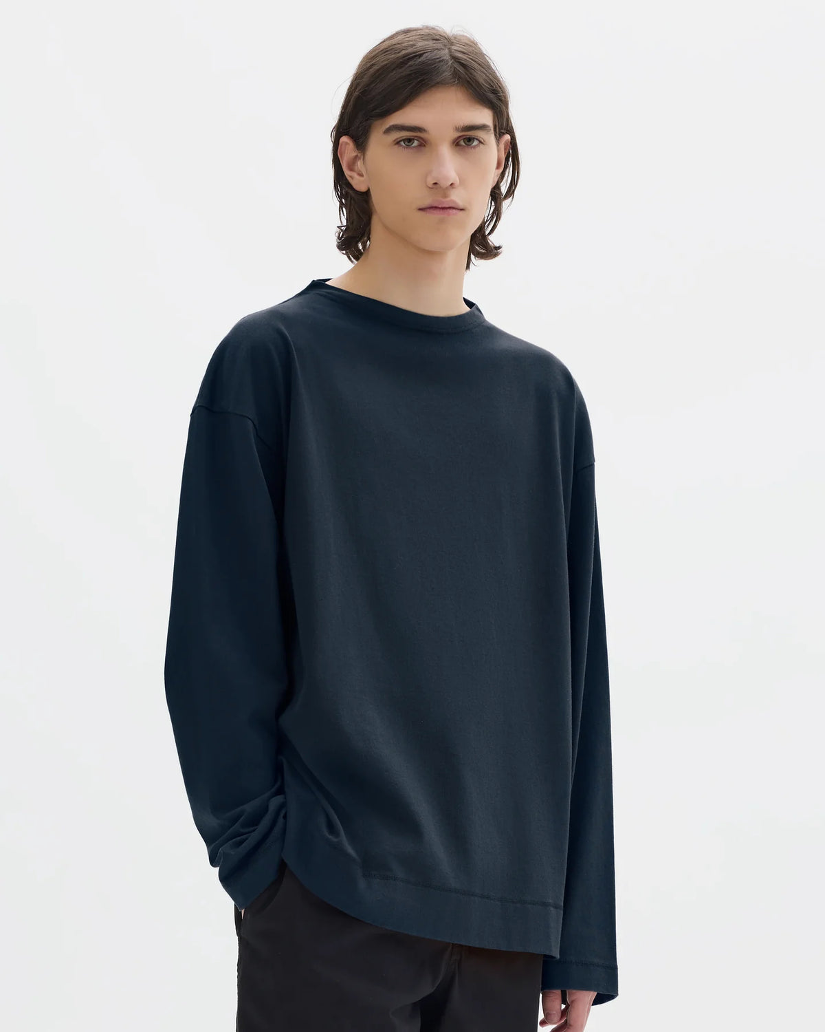 Smock Neck T Shirt Light Cotton Jersey - Ink