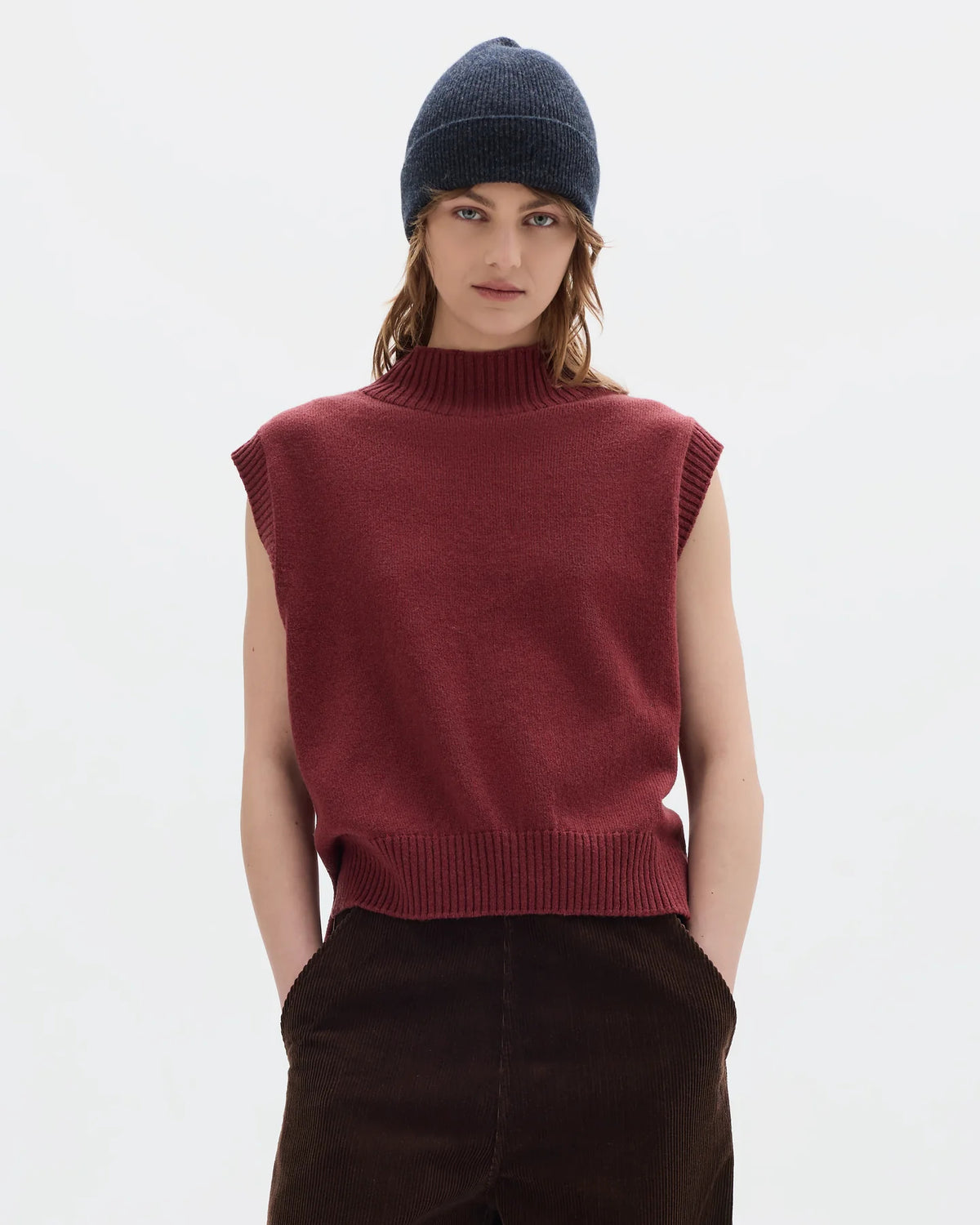 Ribbed Beanie Merino Cashmere Twist - Twist Navy / Charcoal Twist