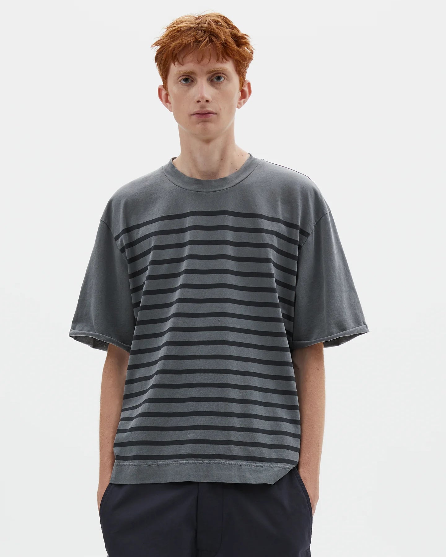 Overdye Stripe T Shirt Lightweight Dry Jersey - Carbon / Black