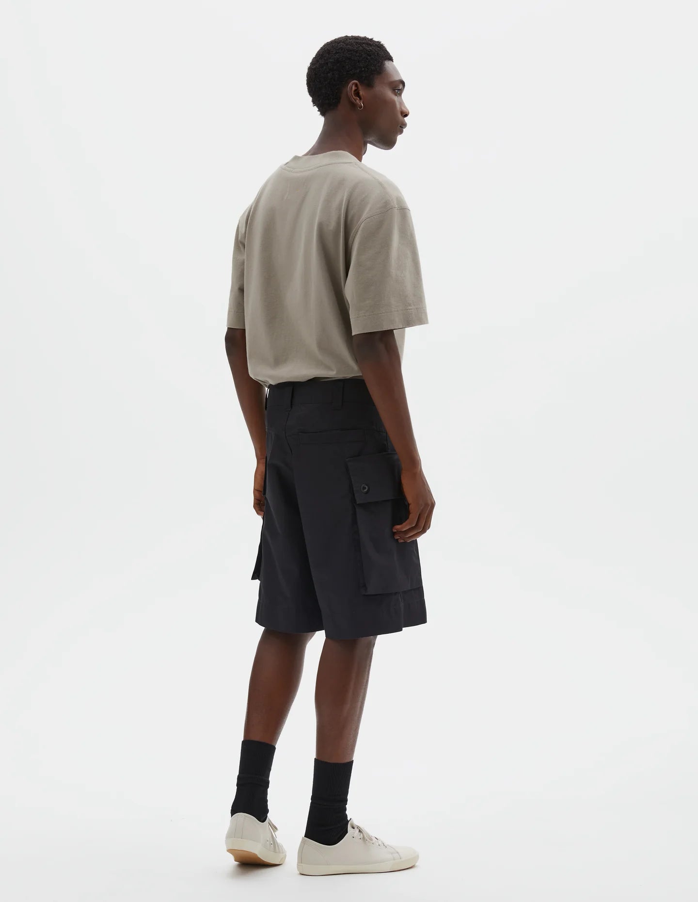 Cargo Pocket Shorts Cotton Nylon Poplin - Black