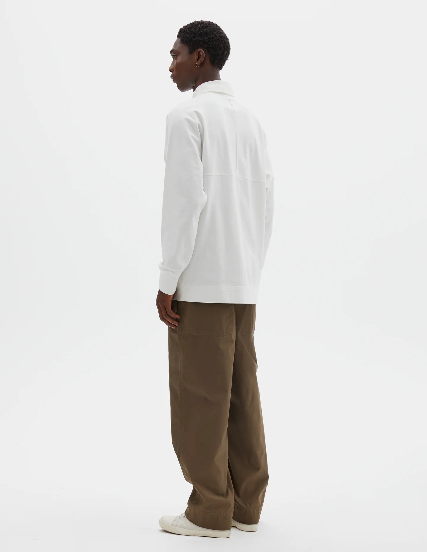 Rugby Shirt Matte Jersey - Off White / Khaki Green
