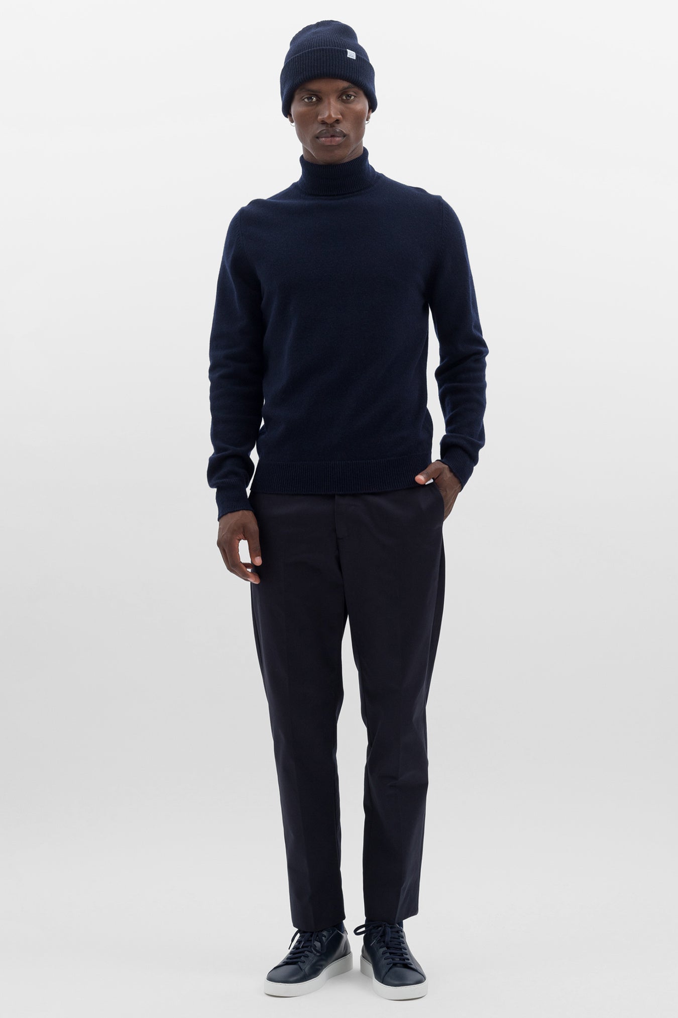 Merino Lambswool Beanie - Dark Navy