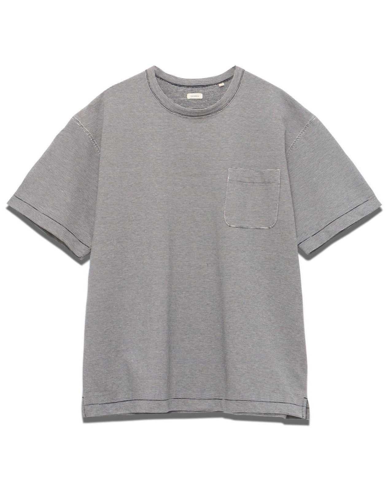 Micro Stripe Pocket Tee - Navy x White