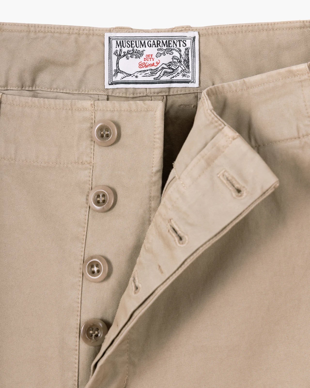 Chino Off-duty - Sergé de Coton Lavé - Beige