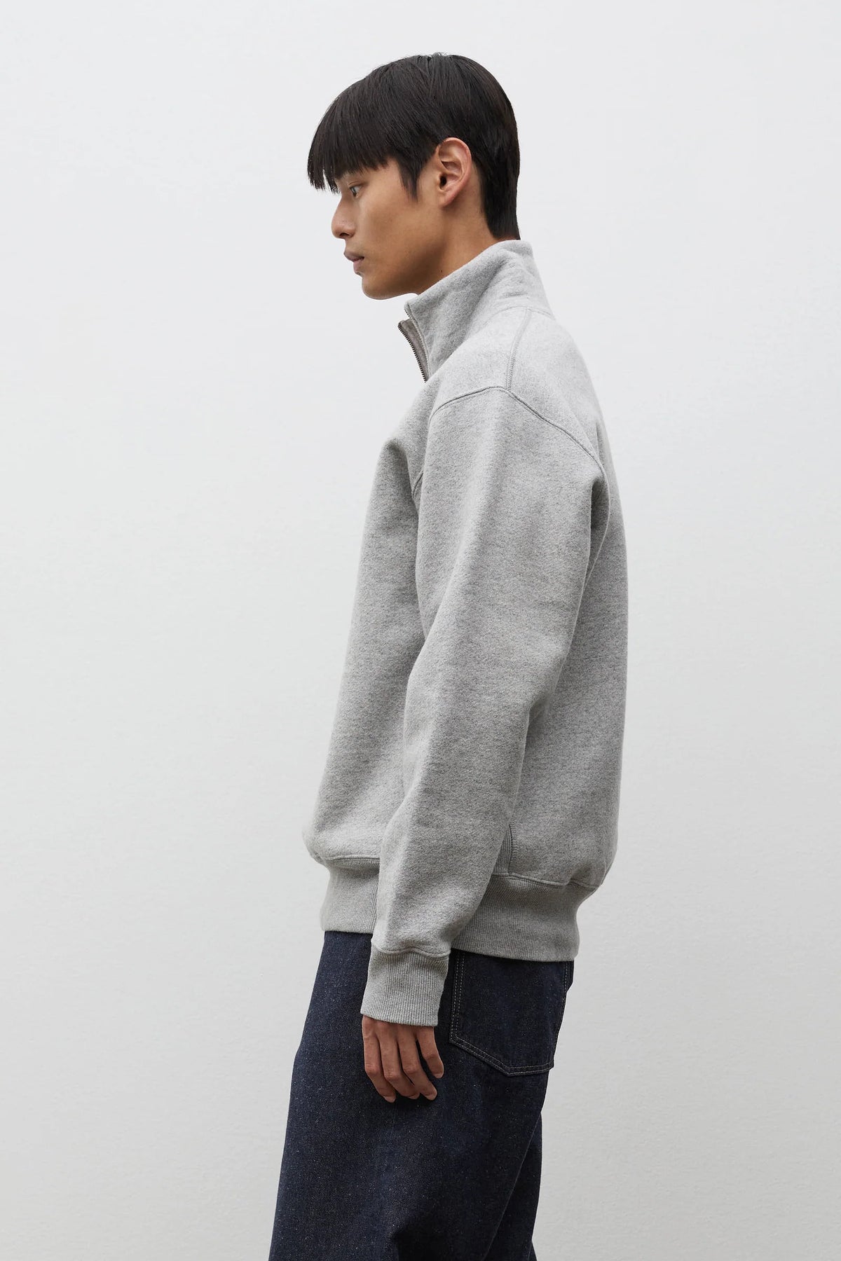 Flossli Relaxed Cotton Wool Half Zip Sweatshirt - Grey Melange