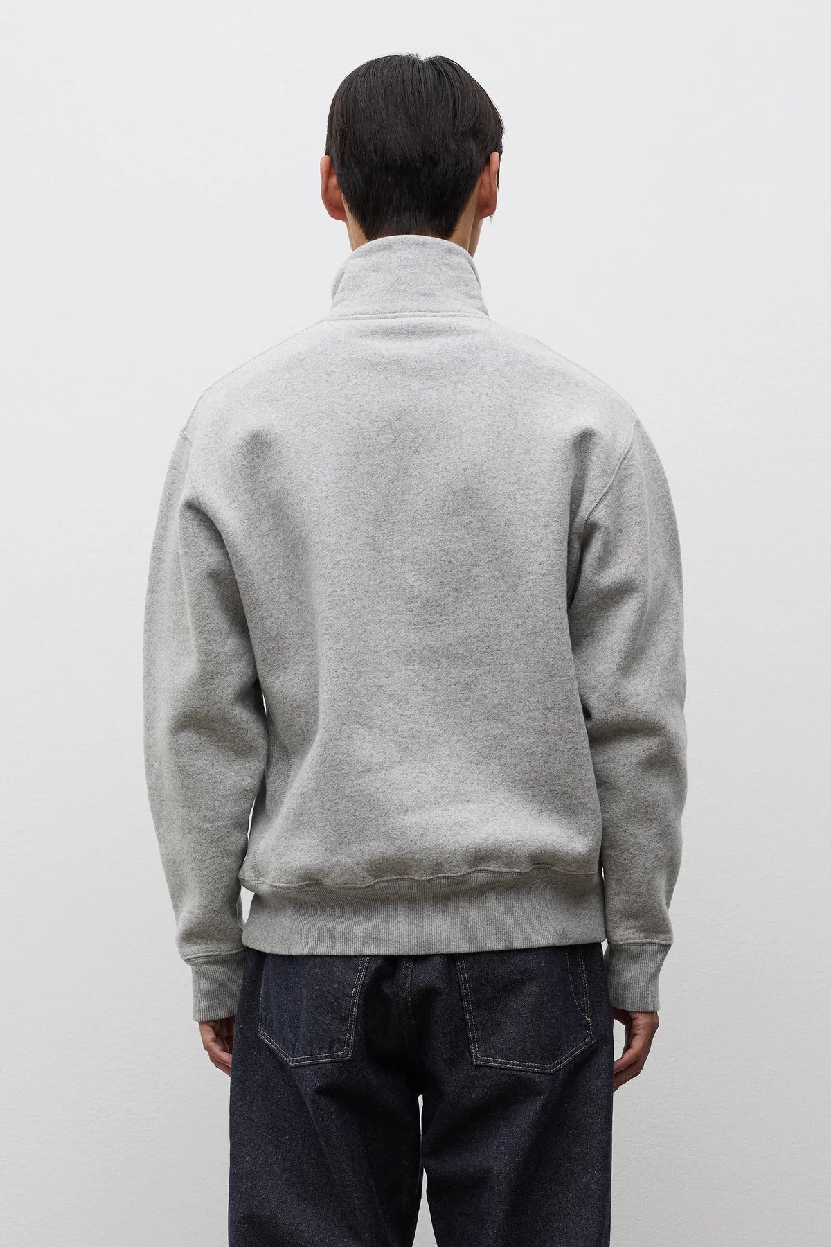 Flossli Relaxed Cotton Wool Half Zip Sweatshirt - Grey Melange