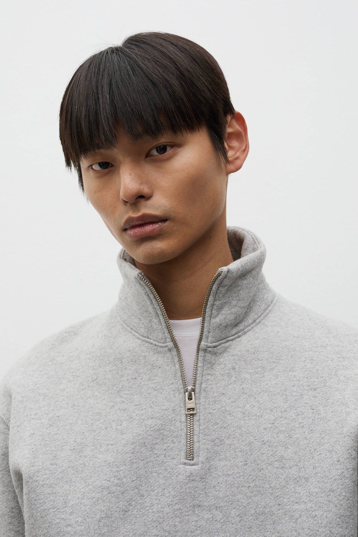 Flossli Relaxed Cotton Wool Half Zip Sweatshirt - Grey Melange