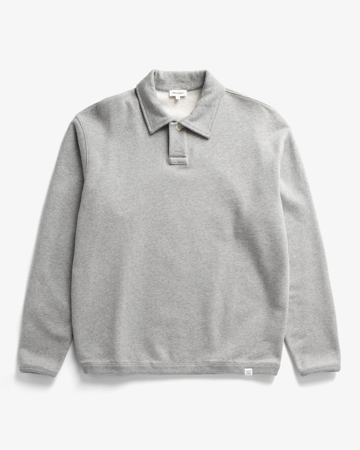 Hjartdal Brushed Diagonal Cotton Fleece Polo - Grey Melange