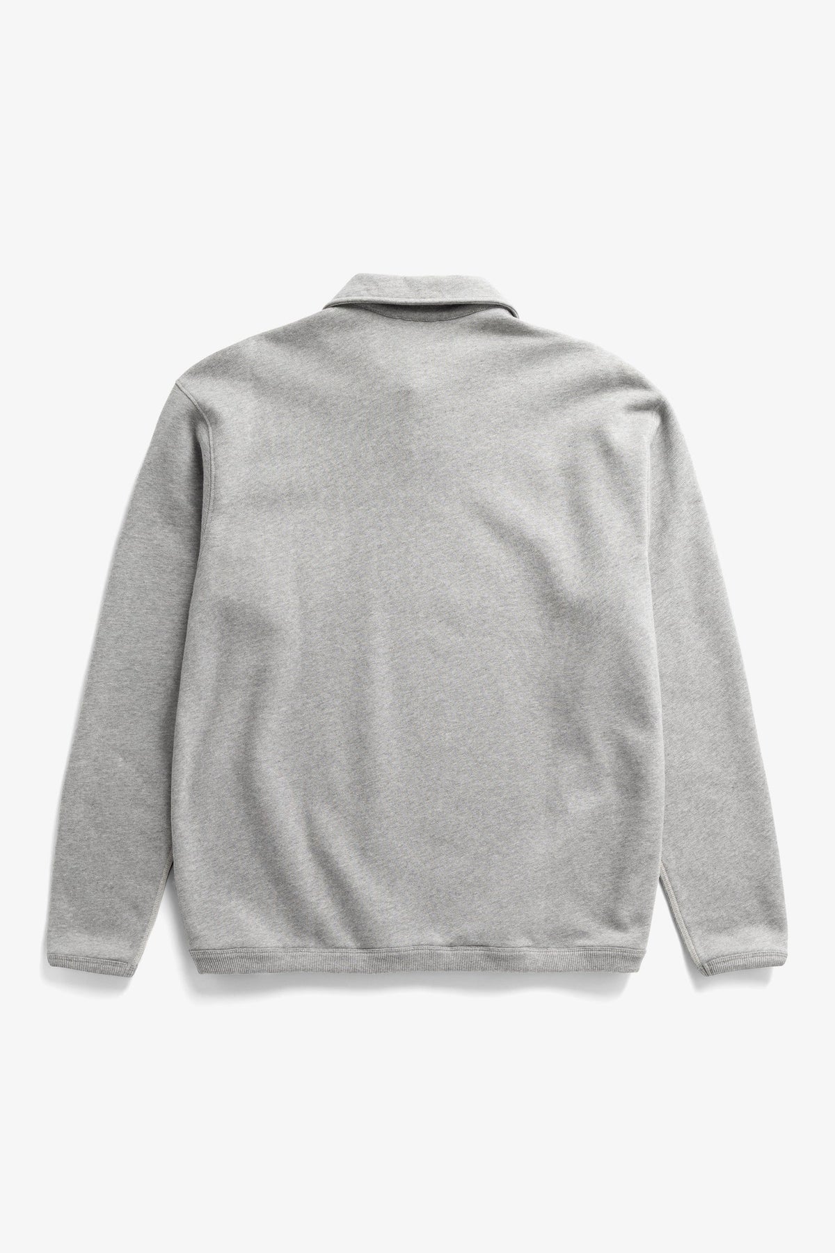 Hjartdal Brushed Diagonal Cotton Fleece Polo - Grey Melange
