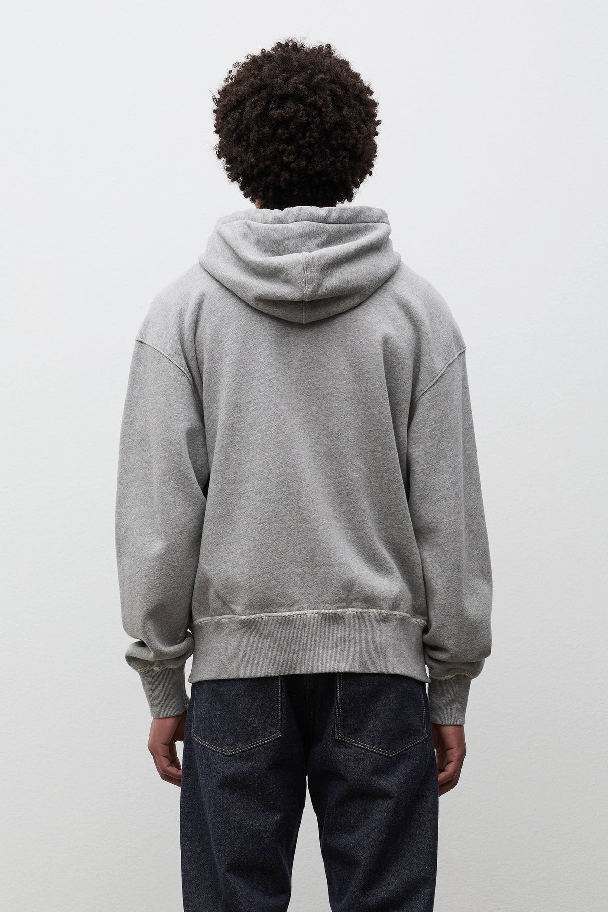 Keldur Brushed Diagonal Cotton Fleece Zip Hoodie - Grey Melange