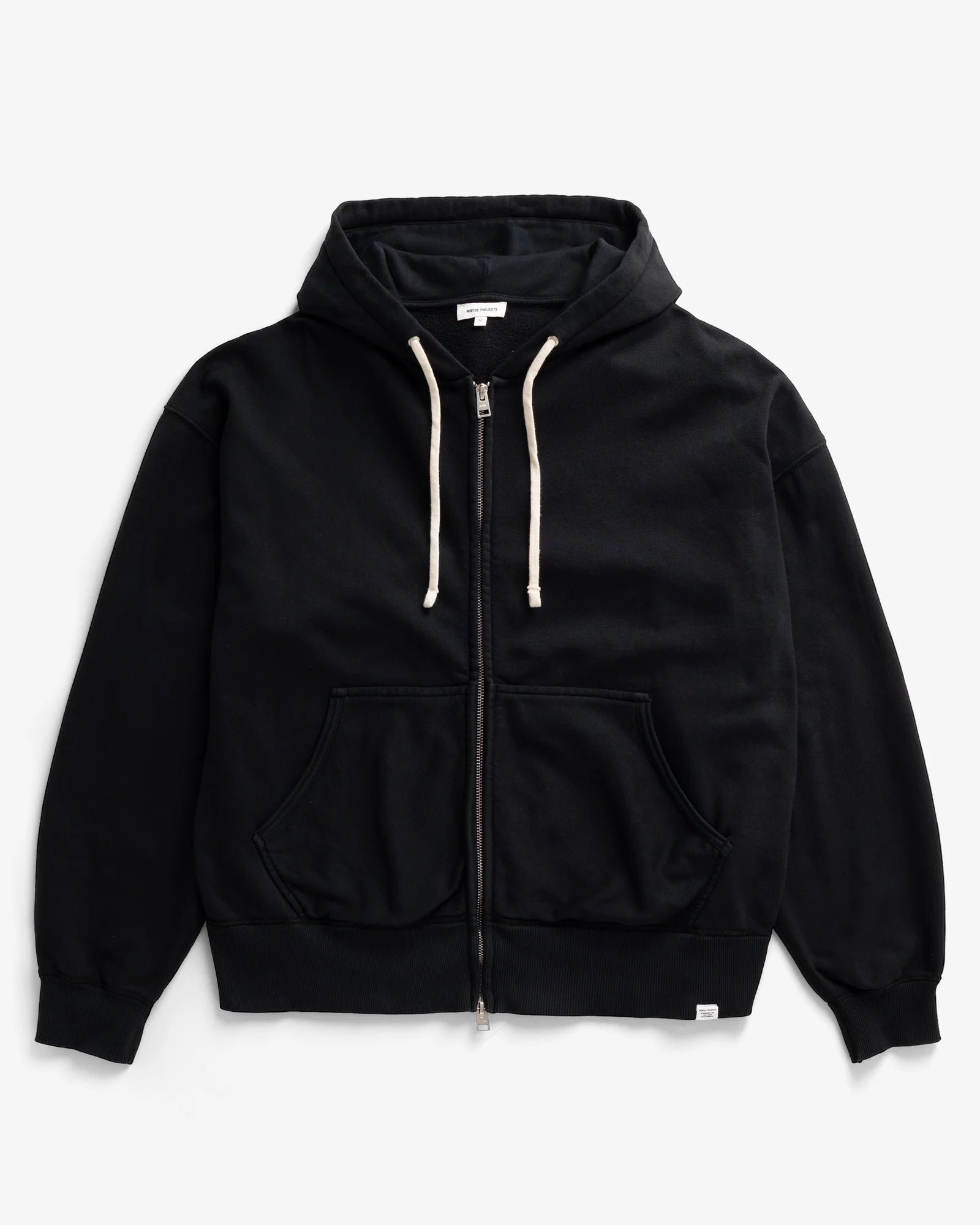 Keldur Brushed Diagonal Cotton Fleece Zip Hoodie - Black